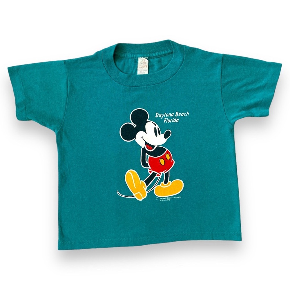 DISNEY VINTAGE 90s Sperry Daytona Beach Mickey Disney World Florida Tee Green